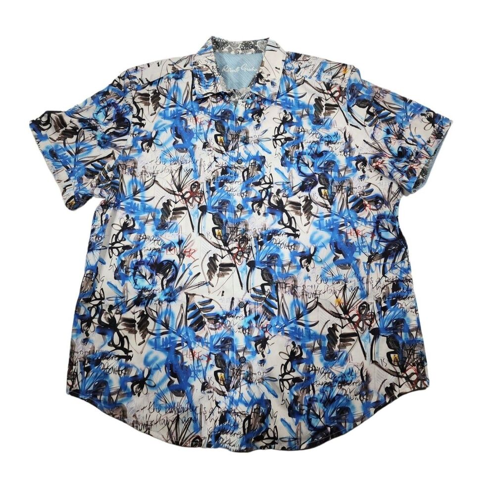 Robert Graham 2XL Spicoli Sport Short Sleeve Classic Fit Button Front Shirt Graf